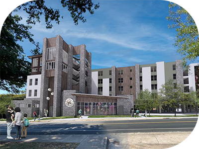 A rendering of the Ovetta Rosedale apartments