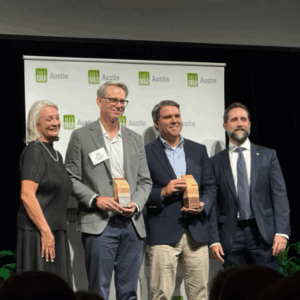 CEO Mike Nellis and Board Member Patrick Rose accepting the ULI Award